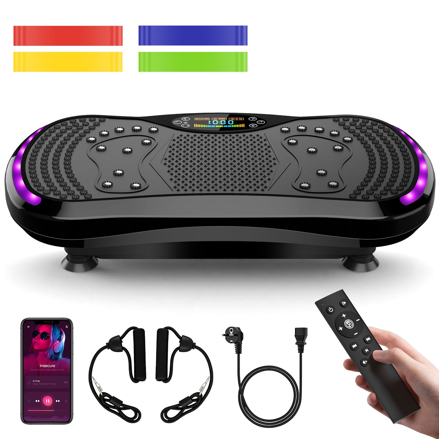 Trilplaat – Vibratieplaat – Vibratietrainer – Powerplate – Fitnessplatform – 200W Motor – 120 Snelheidsniveaus – Inclusief Afstandsbediening, Yogamat en Weerstandsbanden – Maximaal 120 kg Belastbaar