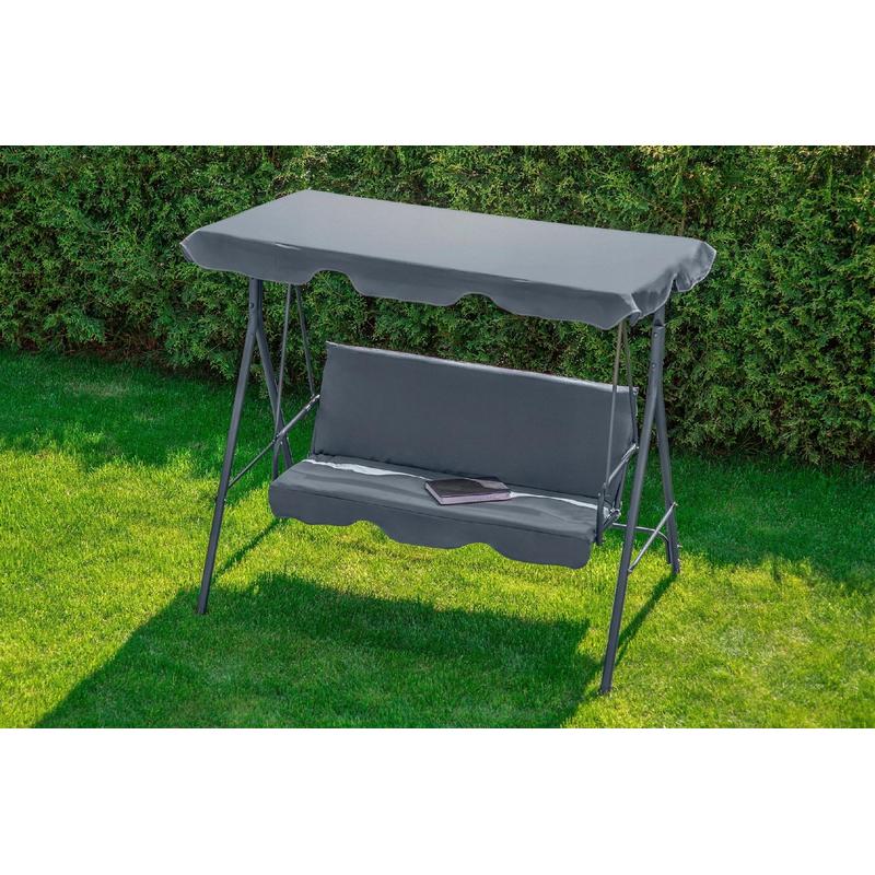3-Persoons Tuinschommel – Tuinswing – Buitenschommel – Zitschommel – Schommelbank – Gepoedercoat Stalen Frame – Verstelbare Polyester Luifel