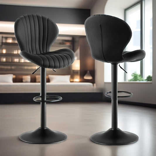Barkrukken – Barstoelen – Krukken – Hoge Stoelen – Barkruk Set – Verstelbare Hoogte – 360° Draaibaar – Kunstleer Zitting – Zwarte Metalen Frame – Set Van 2