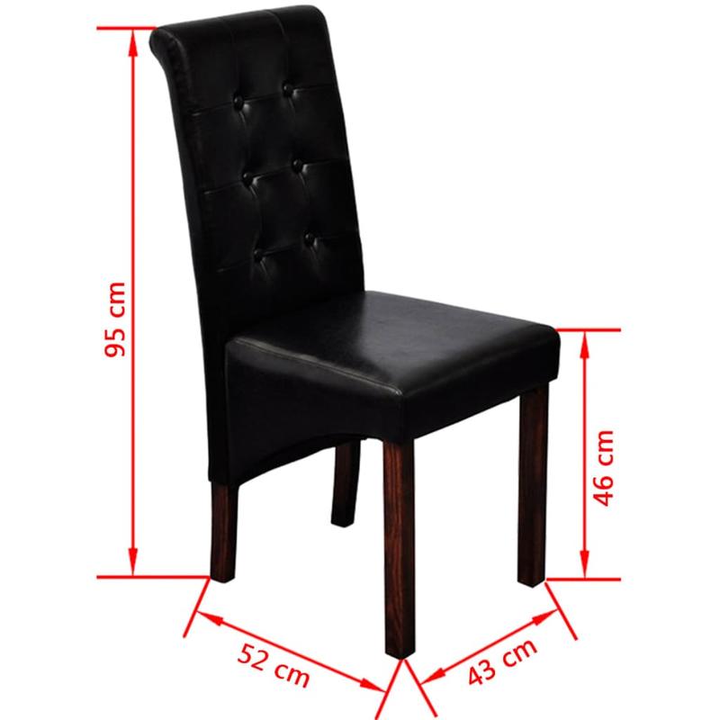 Modern Dining Chair, Lounge Chair, Dining Table Chair, Stylish Design Chair, Soft Fabric, Sturdy Frame, Comfortable Seat, Suitable for Dining Room, Living Room, Bedroom, Office – Set of 2, Black Faux Leather