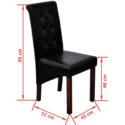 Modern Dining Chair, Lounge Chair, Dining Table Chair, Stylish Design Chair, Soft Fabric, Sturdy Frame, Comfortable Seat, Suitable for Dining Room, Living Room, Bedroom, Office – Set of 2, Black Faux Leather
