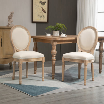 Eetkamerstoel – Keukenstoel – Stoel – Vintage Stoel – Set van 2 – Franse Stijl Met Ronde Rugleuning – Comfortabele Dikke Foam Zitting – Stevig Rubberwood Frame Met Verstelbare Anti-Slip Voetjes