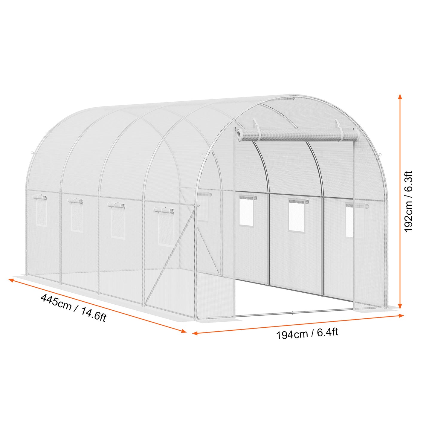 Walk-in Kweekkas – Serre – Tuinkas – Groentekas – Plantenkas – Ruim 4,5x2,1x2,1m – Gegalvaniseerd Stalen Frame – Waterdichte UV-bestendige PE Hoes