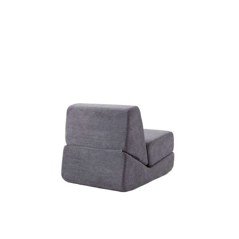 Kleine Vouwbare Sofa Bed – Slaapbank – Vouwbed – Chaise Longue – Slaapstoel – Vintage Grijs – Fluweel Bekleding – Veerkrachtig Schuim