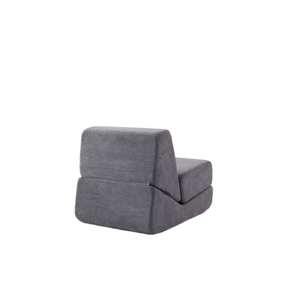 Kleine Vouwbare Sofa Bed – Slaapbank – Vouwbed – Chaise Longue – Slaapstoel – Vintage Grijs – Fluweel Bekleding – Veerkrachtig Schuim