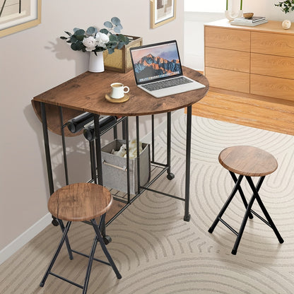 Vouwtafel – Klaptafel – Inklapbare Tafel – Eettafel – Plooitafel – 5-delige Houten Eettafelset – Inklapbaar Met Opbergruimte – Compact Voor Kleine Ruimtes