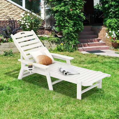 Tuinstoel – Ligstoel – Relaxstoel – Loungestoel – Tuinfauteuil – Verstelbare Rugleuning 4 Standen – Duurzaam HDPE Wit