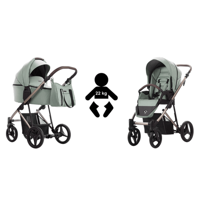 2-in-1 Kinderwagen – Wandelwagen – Reiswieg – Buggy – Babywagen – Lichtgewicht Draagmand – Verstelbare Hoogte