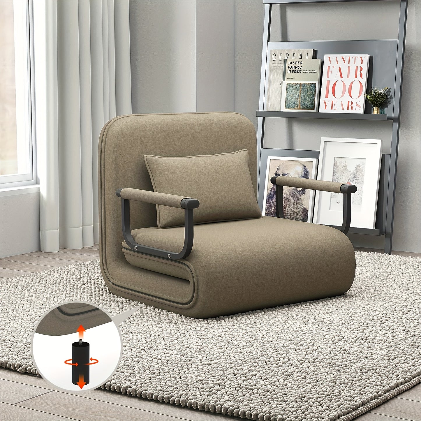 Bedbank – Slaapstoel – Slaapbank – Fauteuil – Logeerbed – Verstelbare Hoofdsteun – Lichtgewicht Metaal 11 kg – Max 135 kg Belastbaar – Blauw
