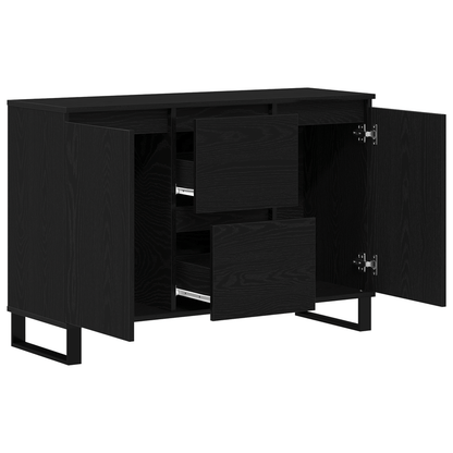 Sideboard Zwart Eiken 104x35x70cm Gelaagd Hout Removable storage practical