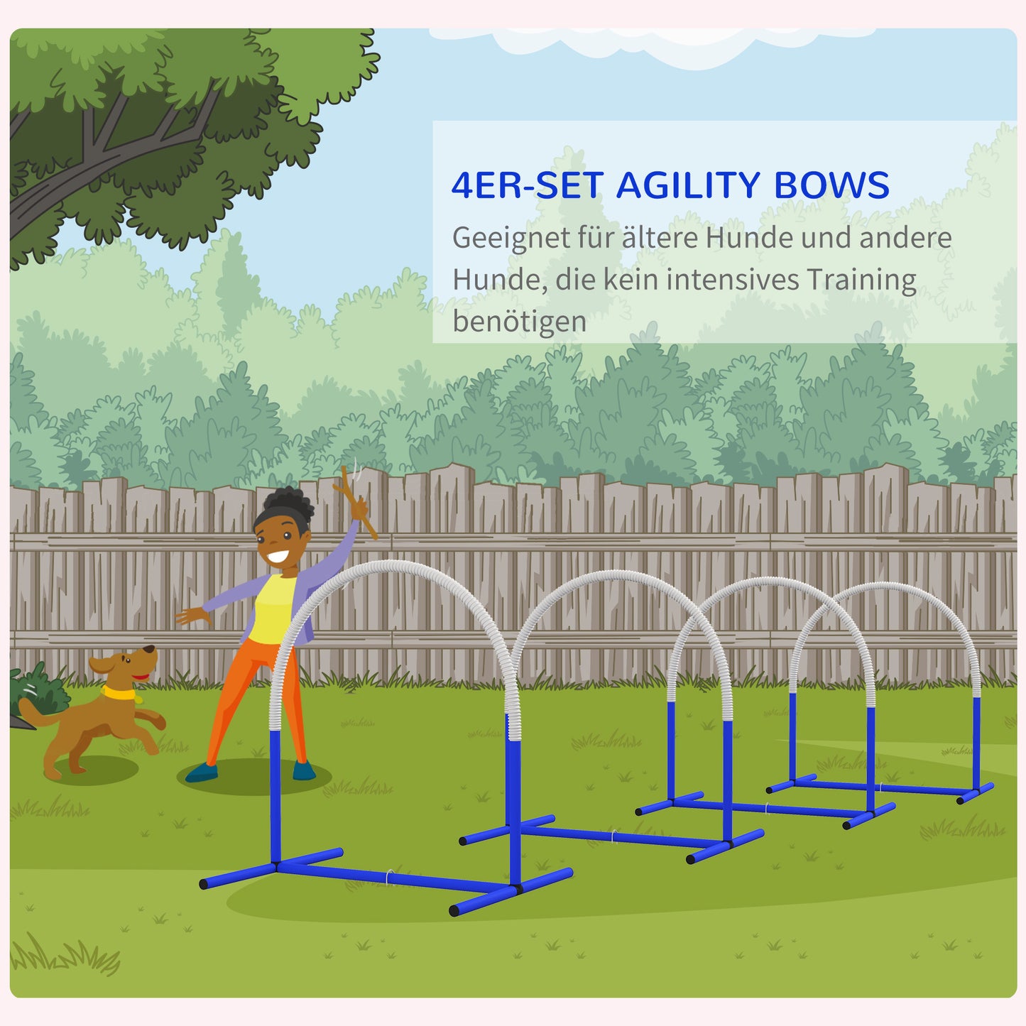 Agility Set Honden – Hindernisbaan – Trainingsset – Dog Fitness – Honden Speelset – Blauw Wit – Lichtgewicht PVC – Inclusief Draagtas