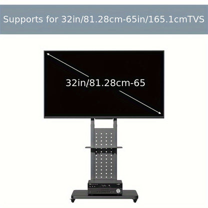 TV Stand – TV Meubel – TV Beugel – TV Wagen – Mobiele TV Standaard – Verstelbare Hoogte – Draaiend Met Remmen