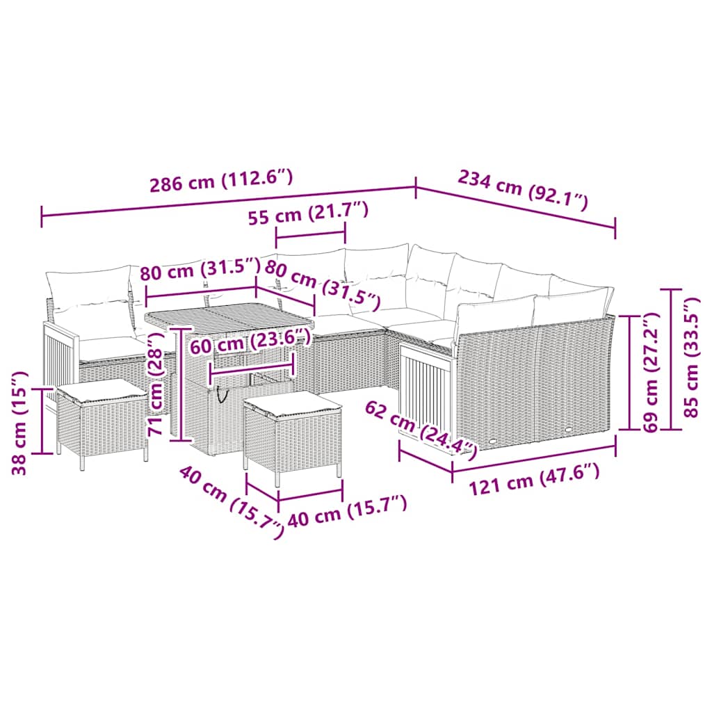 Tuinbank – Tuinmeubel – Garden Sofa – Buitenbank – Terrasbank – Beige en Crèmewit – Poly Rattan en Massief Acaciahout – Weerbestendig en Comfortabel