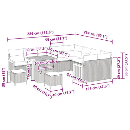 Tuinbank – Tuinmeubel – Garden Sofa – Buitenbank – Terrasbank – Beige en Crèmewit – Poly Rattan en Massief Acaciahout – Weerbestendig en Comfortabel