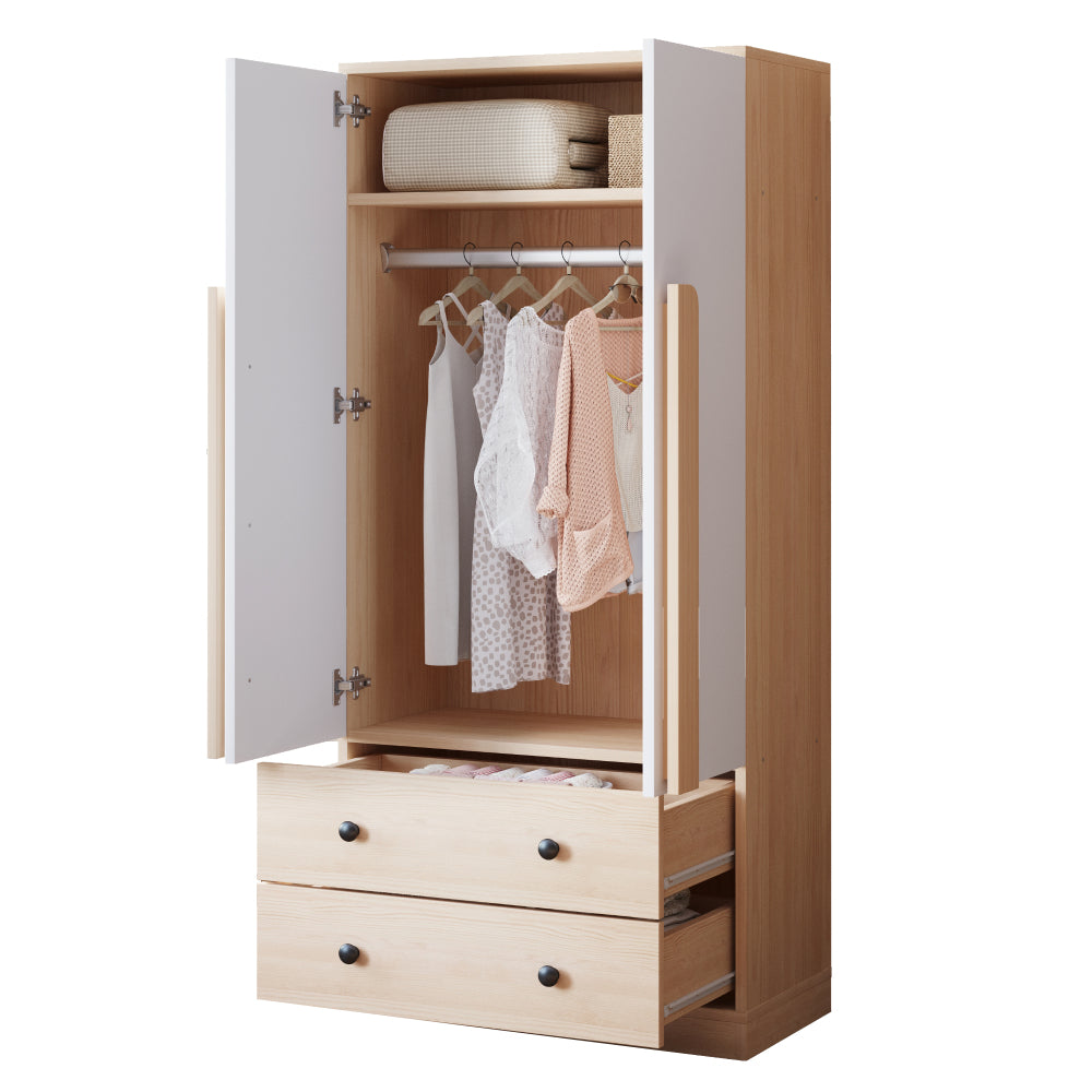 Kledingkast – Garderobekast – Linnenkast – Kleerkast – Kapkast – Dubbele Deuren en Lades – Compact Metaal 70x40x170 cm Gemengde Kleur