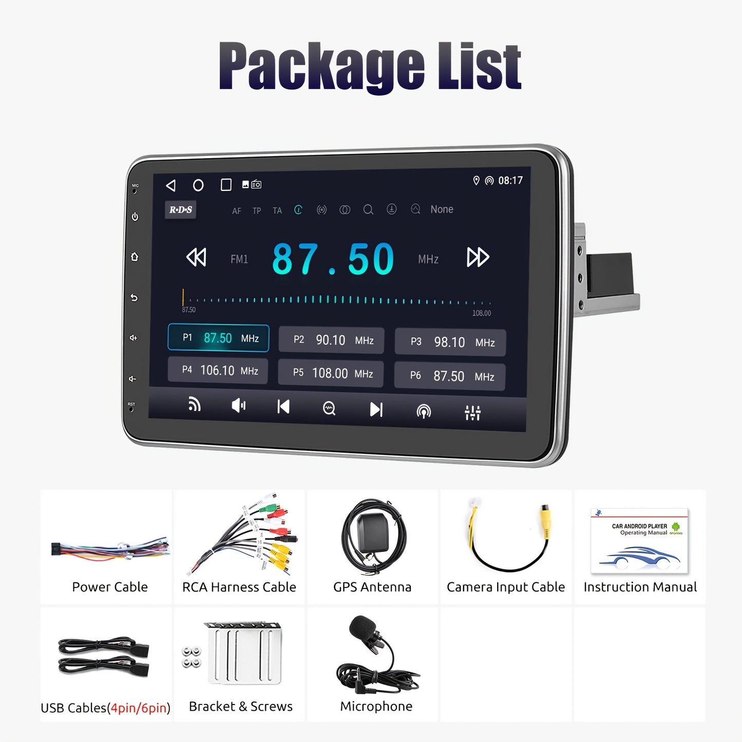 Autoradio Single DIN – Navigatiesysteem – Multimedia Speler – Carplay Radio – Bluetooth Autoradio Met Microfoon – 10,1 Inch Draaischerm – Android 13 Snelheid