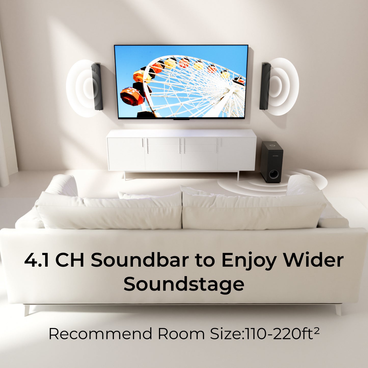 Soundbar – Home Cinema Speaker – Tv Speaker – Draadloze Speaker – Hifi Speaker – 4.1-Kanaals Geluidssysteem – Afneembaar Design Met Draadloze Subwoofer