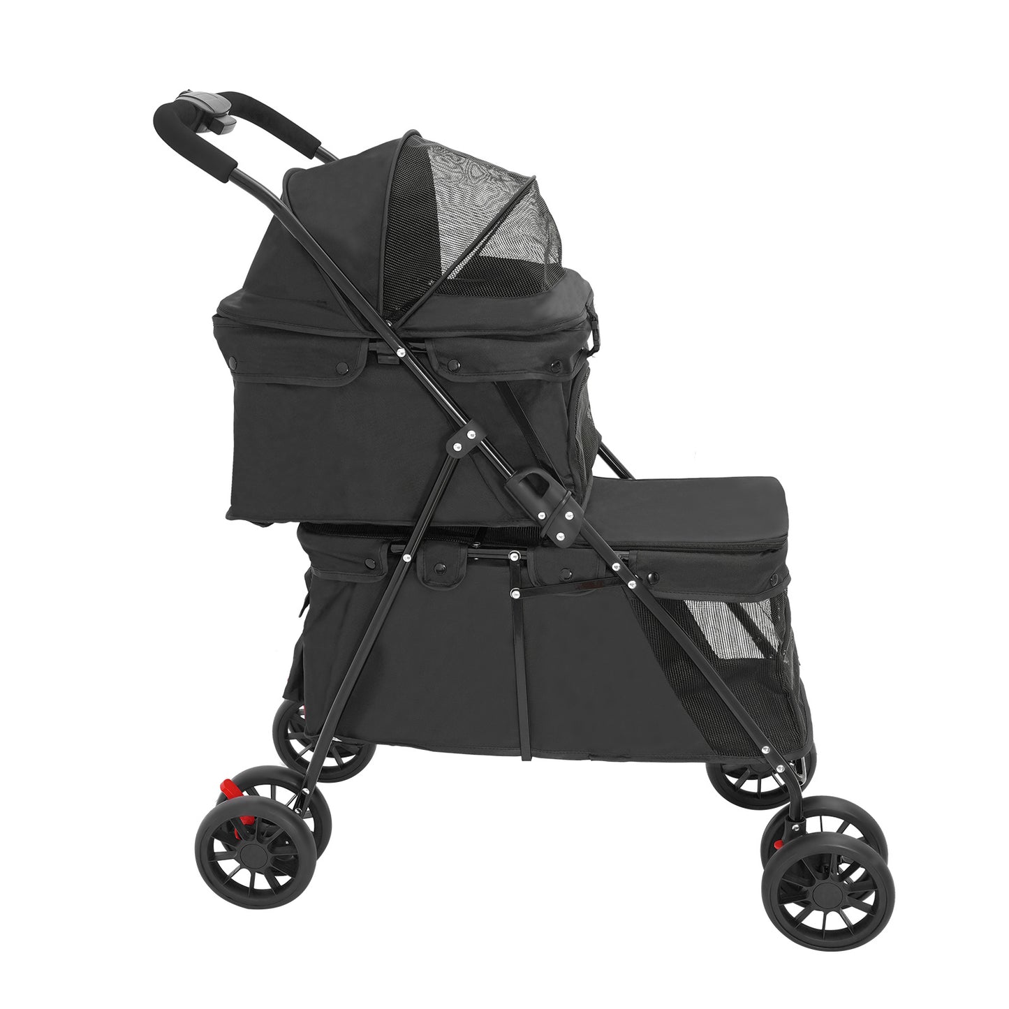 2-layer Pet Trolley | Black, Multi-functional, Thoughtful Design, Suitable Load Bearing, Safe and Comfortable, Made of Alloy Steel and Polyester, Brand: NaMaSyo