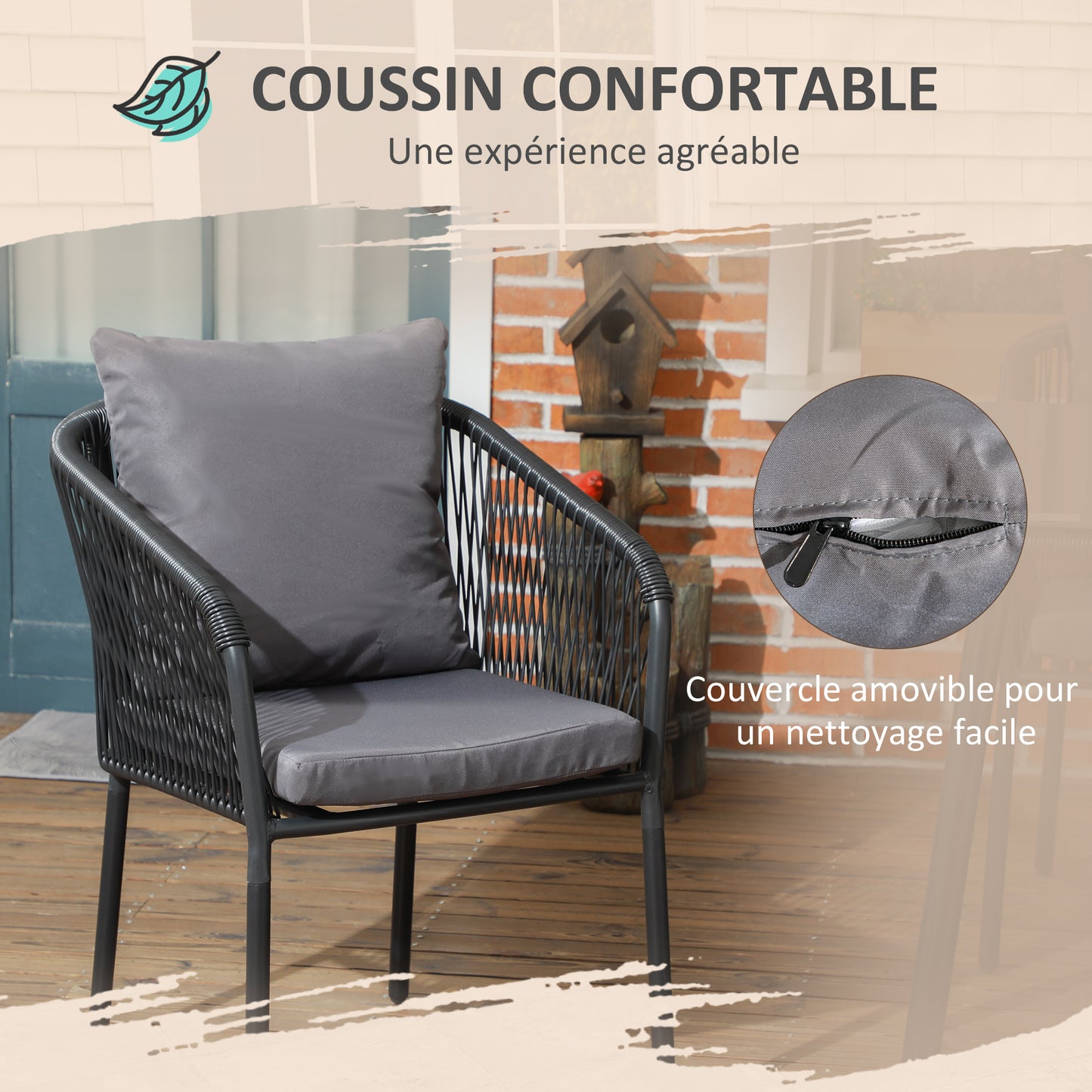 Tuinset 4 Personen – Tuinmeubel Set – Buitentafel Met Stoelen – Balkonset – PE Rattan Meubel – Weerbestendig Aluminium Frame – 140x80x74 cm Tempered Glasblad