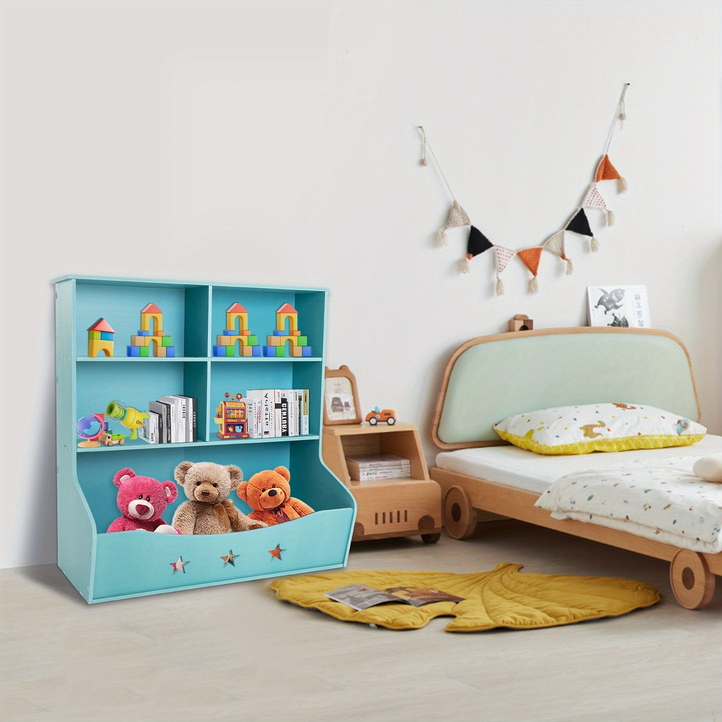 Boekenkast – Boekenrek – Opbergkast – Wandplank – Tijdschriftenrek – 3-laags – Lichtblauw – Duurzaam Kunststof – 30 Kg Draagkracht Per Plank