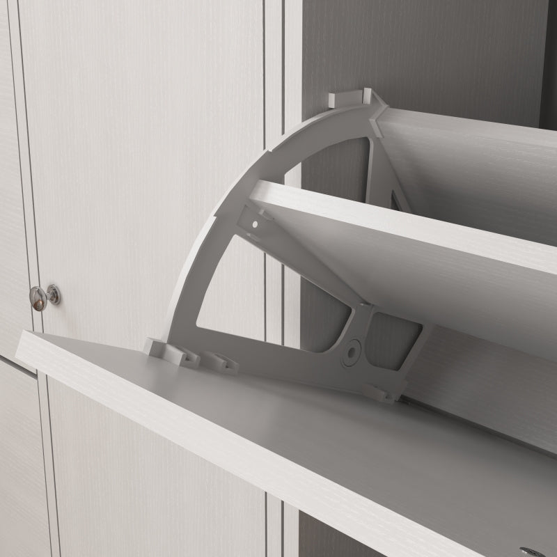 Schoenenkast – Schoenenrek – Schoenenopberger – Schoenenmeubel – Schoenenbank – Kantelfunctie – Massief Hout – 3 Uitklapbare Vakken – Smal Design