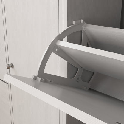 Schoenenkast – Schoenenrek – Schoenenopberger – Schoenenmeubel – Schoenenbank – Kantelfunctie – Massief Hout – 3 Uitklapbare Vakken – Smal Design