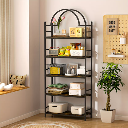 Open Boekenkast – Boekenplank – Opbergkast – Stellingkast – Display Rek – 5 Lagen Hout Met Metaal – Industrieel Design – Vrijstaand Meubel