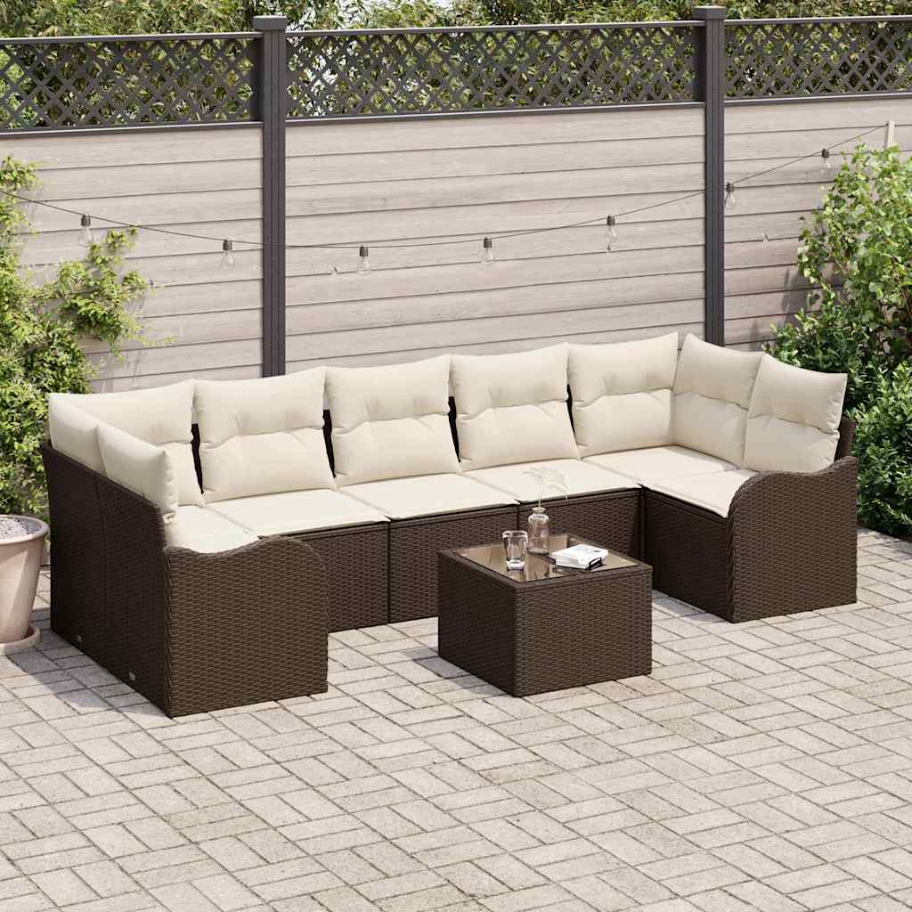 Tuinbank – Buitenbank – Loungeset – Zithoek – Tuinmeubel – Modulaire Loungebank – Weerbestendig – verstelbare Poten – Bruin en Crème