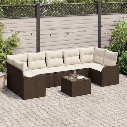 Tuinbank – Buitenbank – Loungeset – Zithoek – Tuinmeubel – Modulaire Loungebank – Weerbestendig – verstelbare Poten – Bruin en Crème