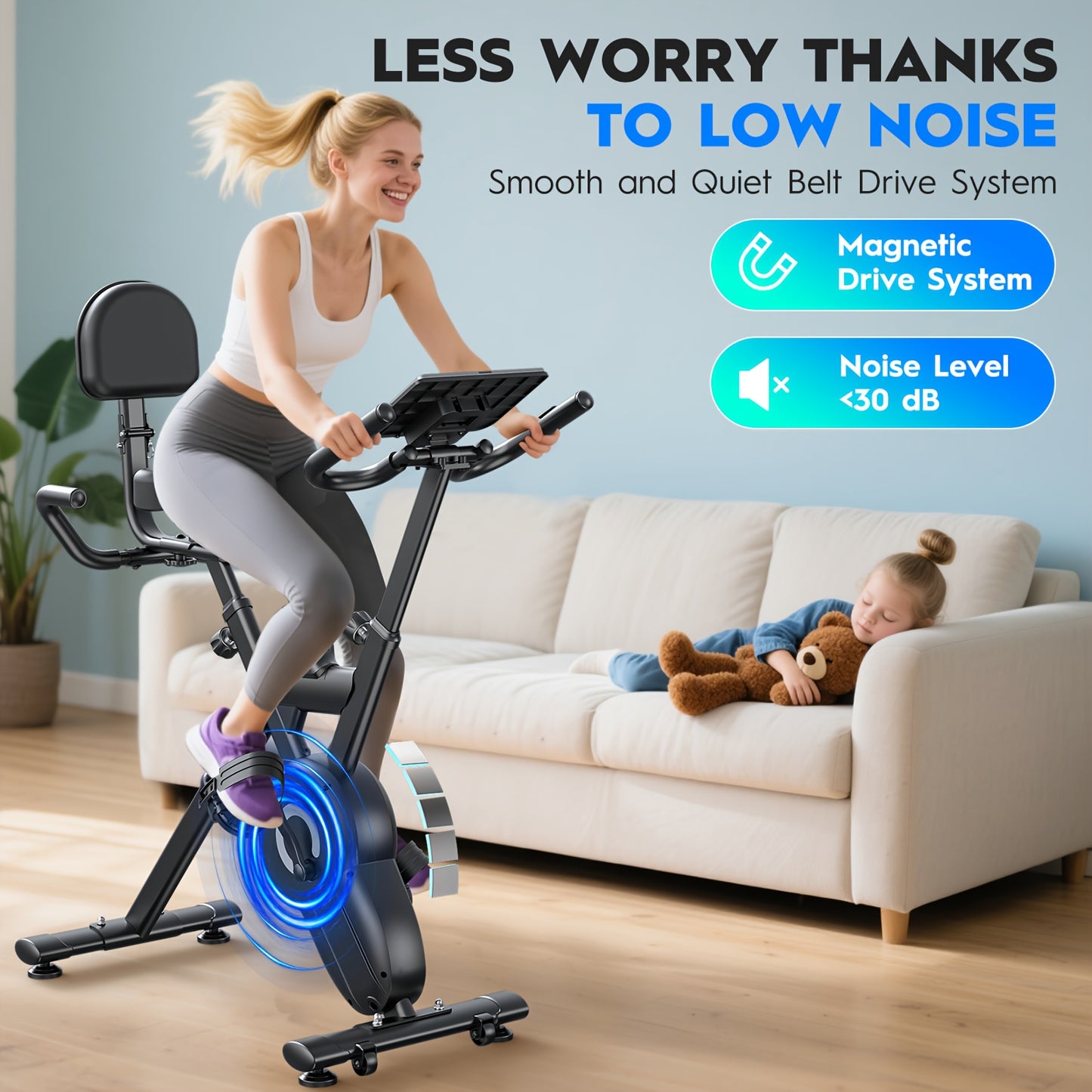 Hometrainer – Fitnessfiets – Indoorfiets – Trainingsfiets – Fietstrainer – 12 Niveaus Magnetische Weerstand – Verstelbaar Zadel en Stuur – LCD Display – Geschikt Tot 195 cm
