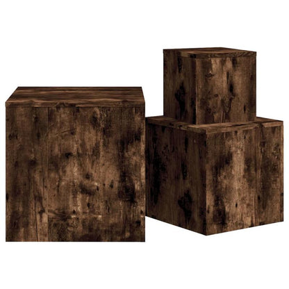 Side tables 3pcs. Smoking oak wood material Practical and sturdy, Bedroom Storage, Small Space Solution, Sleek Furniture, Stylish Decor, Quality Craftsmanship, Durable Material, Multipurpose Tables, Furniture Shoppers, Apartm