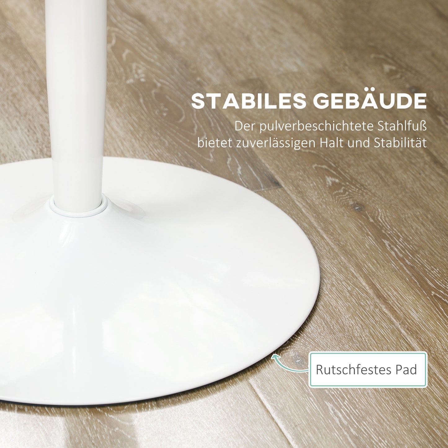Ronde Eettafel – Tafel Voor Twee – Bistrotafel – Keukentafel – Compacte Tafel Wit – Stalen Onderstel – 70 x 70 cm – Stevig & Modern