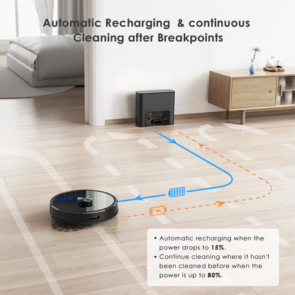 Lubluelu 2025 Latest Robot Vacuum with 5000 Pa Suction, Featuring a 2.5L Self-Emptying Station, 60 Days of Hands-Free Cleaning, a 3-In-1 Design for Vacuuming And Mopping, Wifi/App Connectivity, 24 No-Go Zones, And Mapping