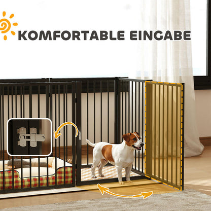 Puppy Playpen, Foldable Portable Dog Playpen, Steel Puppy Playpen, Lockable Door, Weather , Black