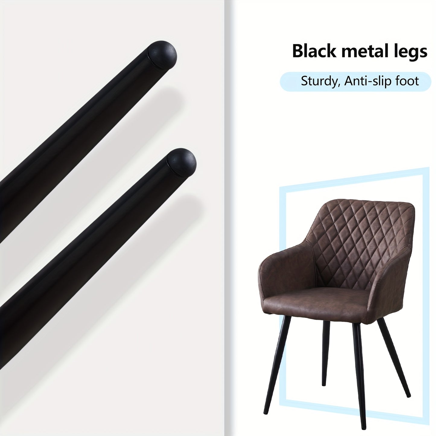 Lounge Stoel Set – Fauteuil – Eetkamerstoel – Bureaustoel – Relaxstoel – Donkergrijs Kunstleer – Metalen Poten – Ergonomisch Comfortabele Zitting