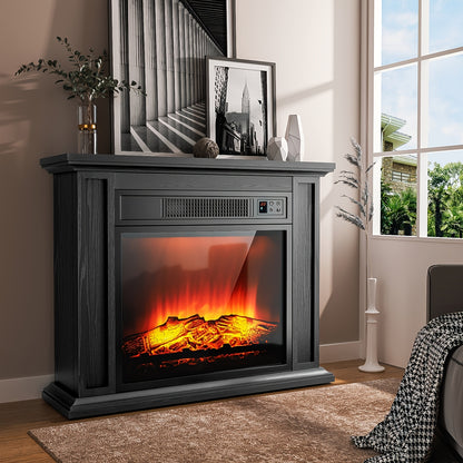 Elektrische Sfeerhaard – Elektrische Haard – Inbouwhaard – Vloerhaard – Sfeerverwarming – Realistisch Vlammenbeeld – Instelbare Warmte 1000-2000W – Afstandsbediening – Zwart