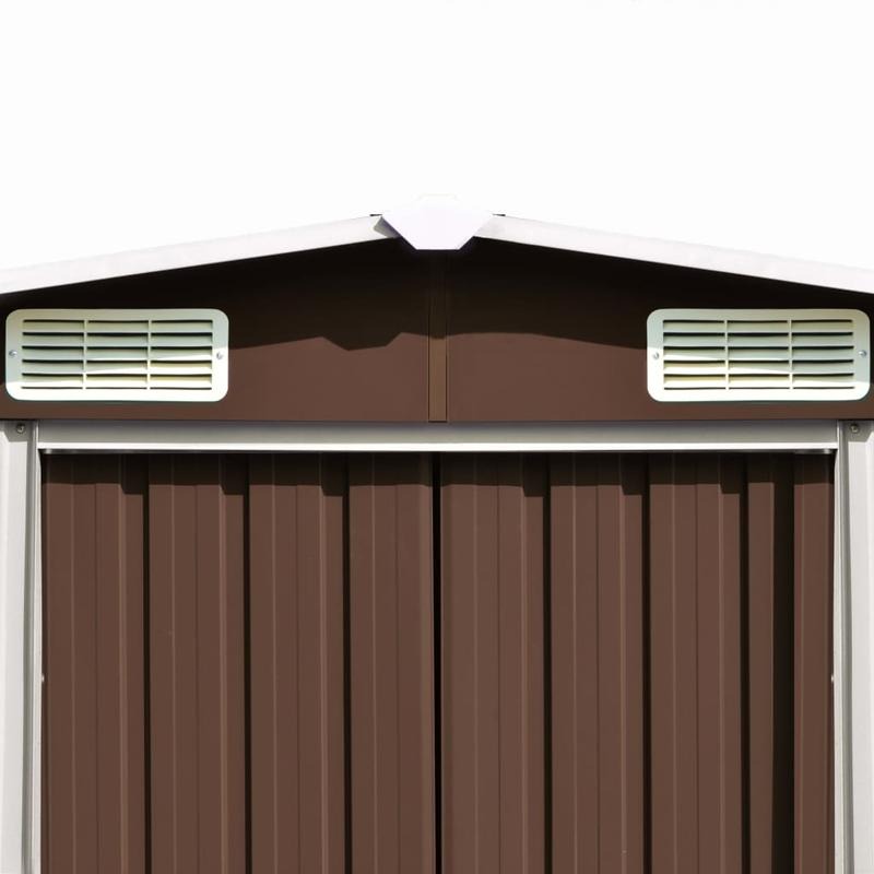 Large 257x580x181cm Heavy-Duty Steel Frame Outdoor Storage Shed with Removable Brown Roof & Walls - Spacious Portable Garden Shed for Backyard, Patio, Temporary Warehouse Storage - Durable Steel Construction, Easy Assembly, I