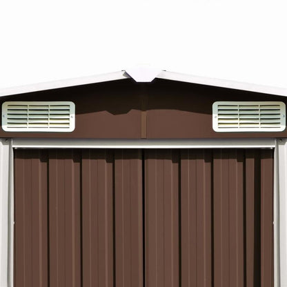 Large 257x580x181cm Heavy-Duty Steel Frame Outdoor Storage Shed with Removable Brown Roof & Walls - Spacious Portable Garden Shed for Backyard, Patio, Temporary Warehouse Storage - Durable Steel Construction, Easy Assembly, I