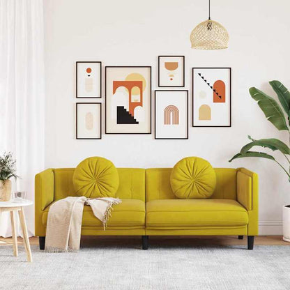 Slaapbank – Bedbank – Sleeperbank – Zitbed – 3-Zits Bank – Gele Velvet – Ruimtebesparend Ontwerp – Stevig Metaal Frame