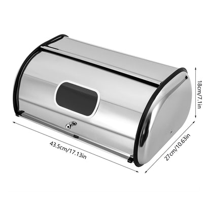 Bestekbak – Opbergbox – Besteklade – Organizer – Broodtrommel – RVS 410 Roestvrij Staal – Ventilatiegaten – Rollend Deksel – 10 Liter Capaciteit – Ovaal Modern Design