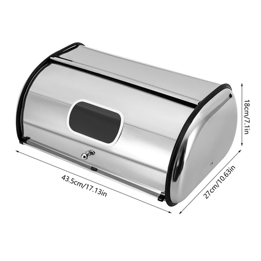 Bestekbak – Opbergbox – Besteklade – Organizer – Broodtrommel – RVS 410 Roestvrij Staal – Ventilatiegaten – Rollend Deksel – 10 Liter Capaciteit – Ovaal Modern Design