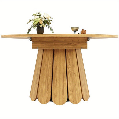Uitbreidbare Ronde Eettafel – Uitschuifbare Eettafel – Klaptafel – Keukentafel – Balkontafel – MDF Houtlook – Tot 6 Personen – 118-158 cm