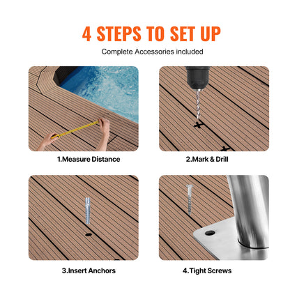 Zwembadtrap – Zwembadladder – Zwembadhandgreep – Poolrail – Roestvrijstalen Handgreep – 55 x 32 Inch – Duurzaam 304 RVS – Antislip Veiligheid