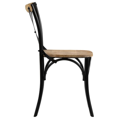 Eettafelstoel – Eetkamerstoel – Stoel – Kuipstoel – Meubel – Massief Mangohout – Zwart Stalen Frame – Handgemaakt – Duurzaam & Stevig