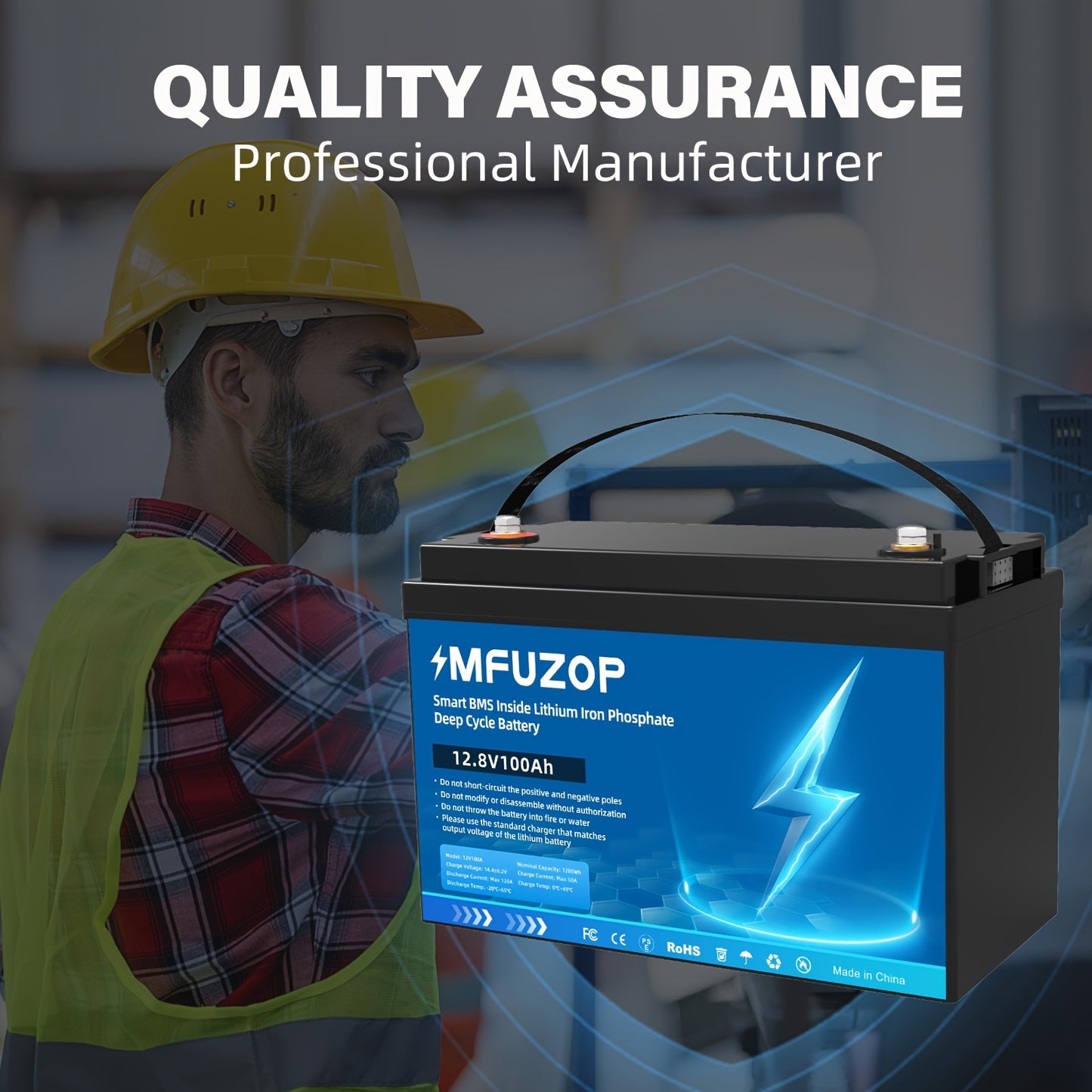 Lithium Accu – LiFePO4 Accu – Lithium Batterij – Loodaccu Vervanger – Oplaadbare Accu – 12V 100Ah – Intelligent BMS – Snelladen 100A