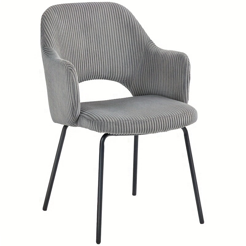 Eetstoel – Eetkamerstoel – Stoel – Kuipstoel – Stoeltje – Modern Design – Grijze Corduroy Velvet Bekleding – Ergonomische Shell Rugleuning – Metalen Poten Met Voetdoppen – Gewatteerd Met Schuim – Eenvoudig Te Reinigen