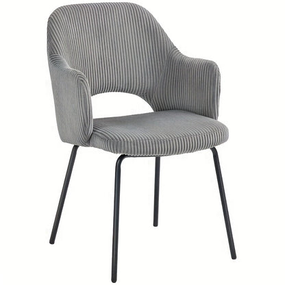 Eetstoel – Eetkamerstoel – Stoel – Kuipstoel – Stoeltje – Modern Design – Grijze Corduroy Velvet Bekleding – Ergonomische Shell Rugleuning – Metalen Poten Met Voetdoppen – Gewatteerd Met Schuim – Eenvoudig Te Reinigen