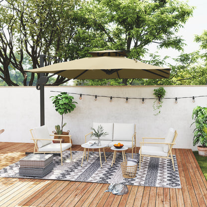 Tuinset – Tuinmeubelset – Loungeset – Balkonset – 5-delige Tuinmeubelset – Crèmekleurig – Gepoedercoat Stalen Frame – Marmerlook Tafelbladen