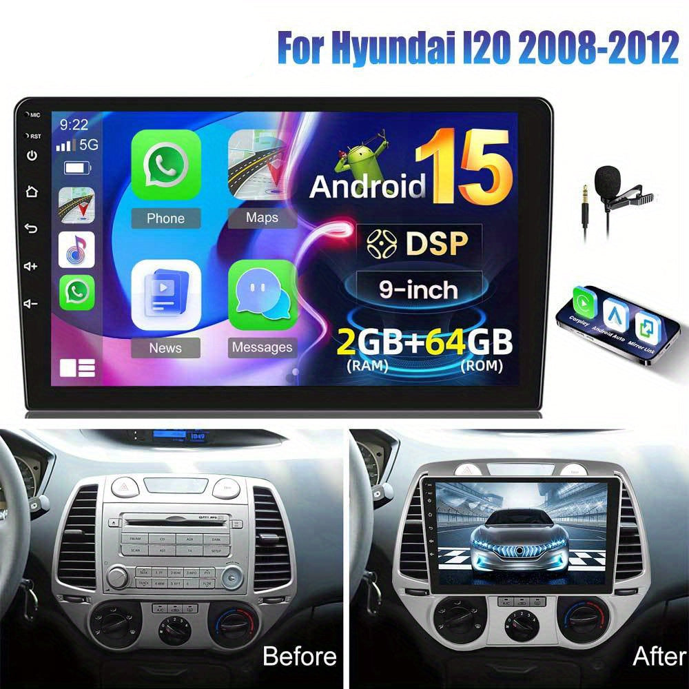 Autoradio Hyundai L20 – Auto Stereo – Multimedia Speler – Navigatie Systeem – Touchscreen Radio – 9-inch HD IPS – Android 15 Systeem – Draadloze CarPlay & Android Auto – AHD Achteruitrijcamera & Stuurwielbediening