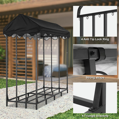 Houtopslag – Brandhoutrek – Haardhoutrek – Houtberging – Houtrek – Extra Groot 185x185x70 cm – Gepoedercoat Legeringsstaal Met Anti-Kantel Beveiliging & Robuuste Stevige Constructie